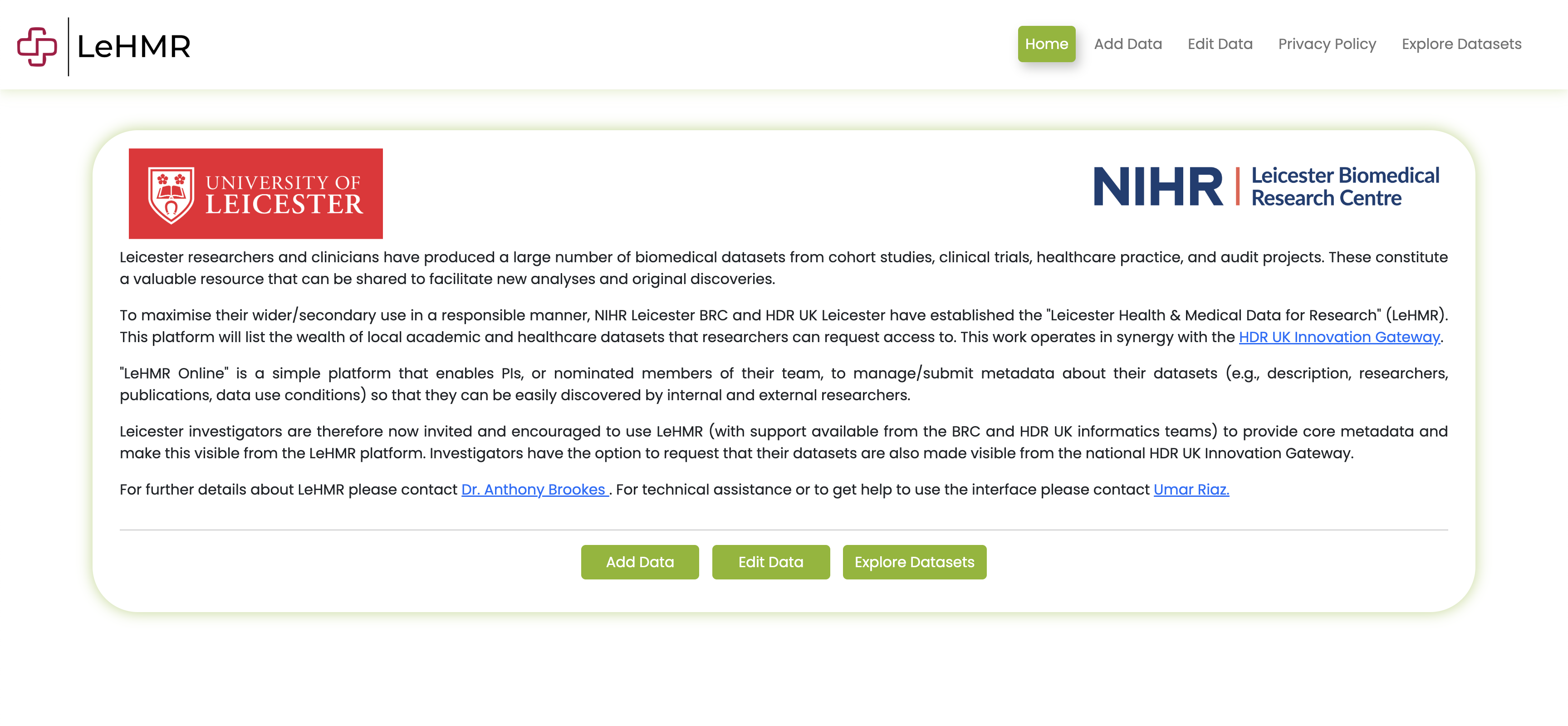 Leicester Health Metadata Resource